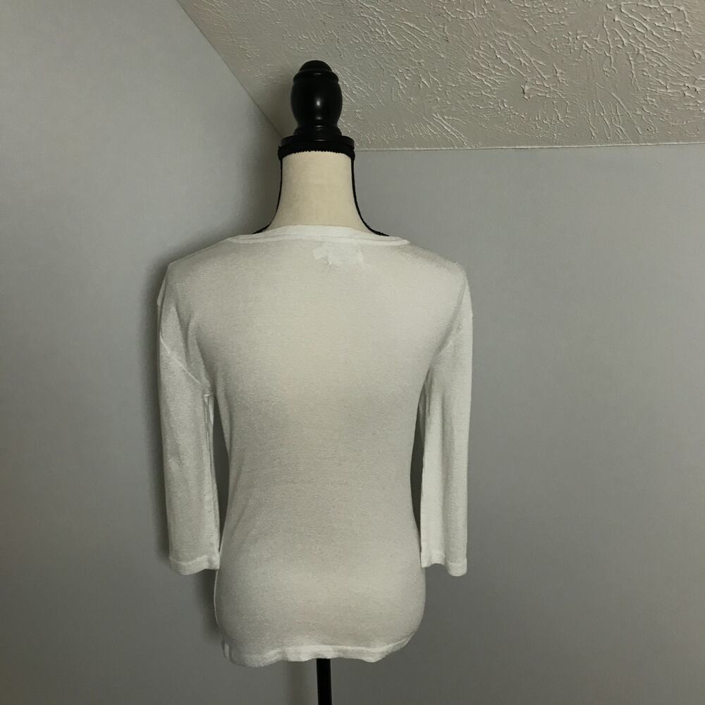 Michael Stars x Anthropologie Shine Tee XS/S White Scoop Neck 3/4 Sleeve USA - Picture 4 of 8